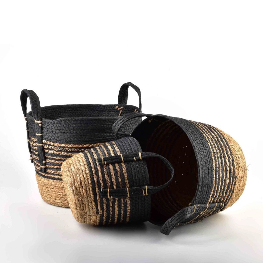 Hot MONDEX Komplet Koszy Bali 30X24 Cm; 26X22 Cm; 20X18 Cm 3 Szt. Bezowy