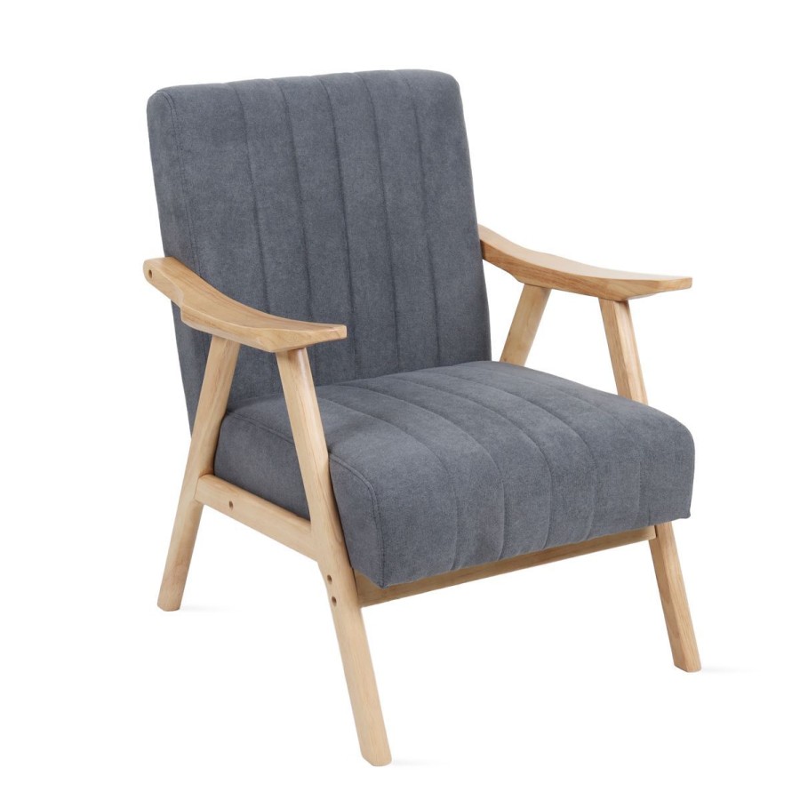 New HOMLA Fotel Terra Ciemno Nogi Jasne Drewno 70X75X87 Cm Szary