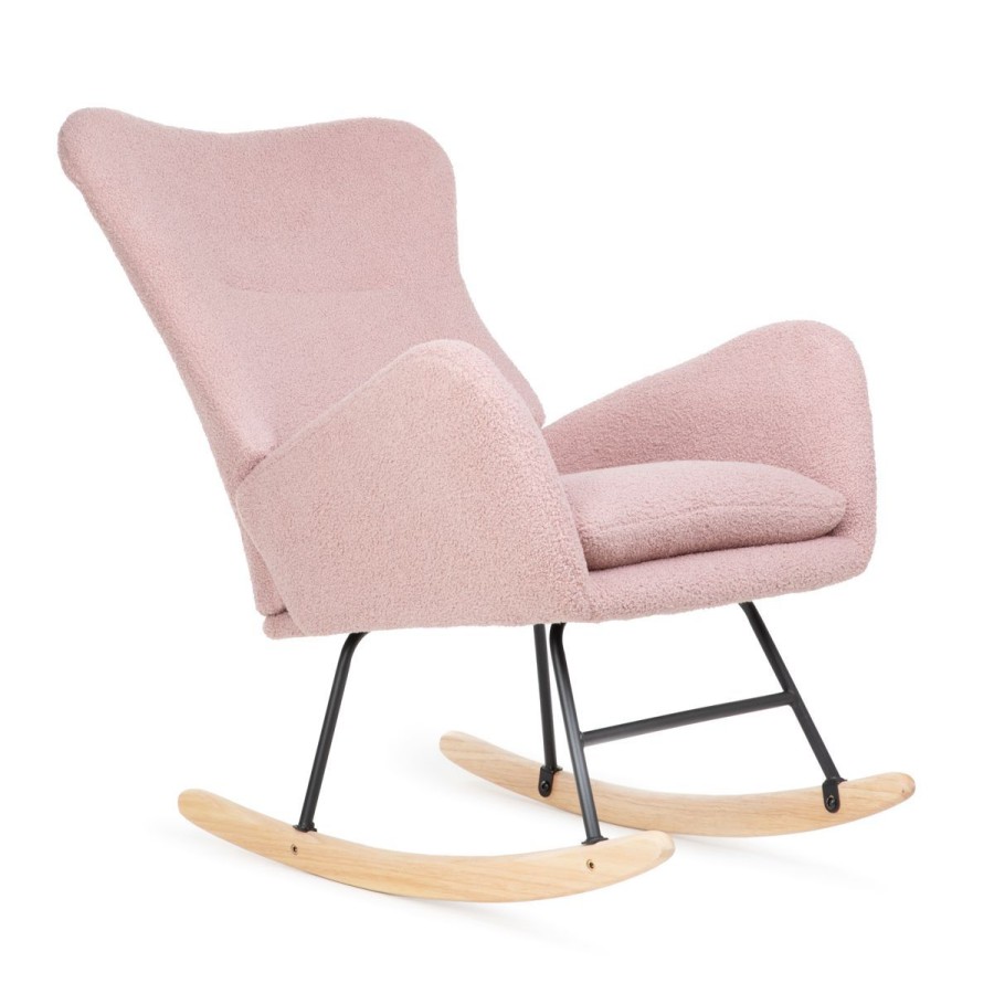 Best HOMLA Fotel Lunnie Bujany W Tkaninie Teddy Boucle 67X78X92 Cm Rozowy
