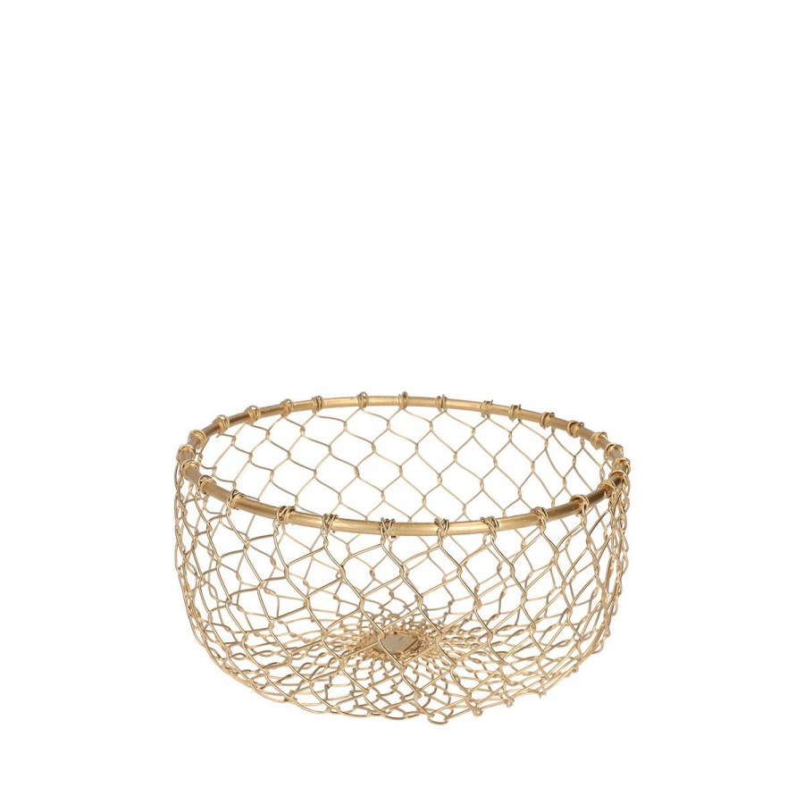 Hot HOMLA Koszyk Rissa Okragly M 22X11 Cm Zloty