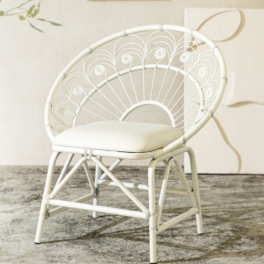 Best HOMLA Krzeslo Roi Metalowe 83 X 65 X 89 Cm Bialy